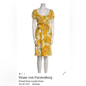 Yellow Floral Tie-Waist DVF Dress Spring summer